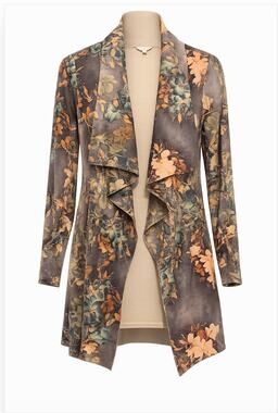 Solitaire Boho Floral Waterfall Drape Cardigan Artsy Cottagecore Layering Small